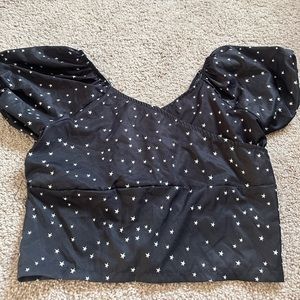 Star-Print Crossover Blouse